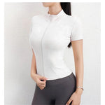 Casual Slim Sports Coat For Women Short Sleeve Solid Zipper Tops Female Cycling Running Yoga Outfit Clothes Summer Sport Jacket