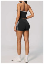 Naked Color Contrast Yoga Sets Women Hanging Neck Sports Vest Gym Clothes Breathable High Waist Shorts Fitness Suits Tracksuit