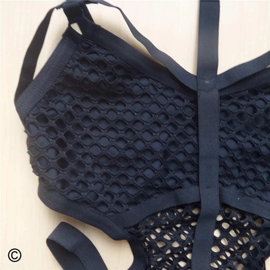 XS - 5XL Plus Size One Piece Swimsuit Female Women Bather Bathing Suit Swim Sheer Knit Fish Net Mesh Large Size Swimwear K536C