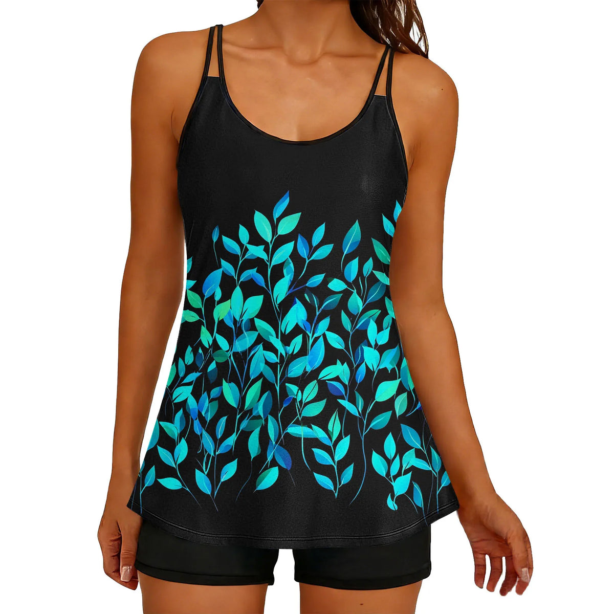 2026 Printed Tankini High Waist Strappy Swimsuit Women Two Pieces Swimwear Female Bathers Swimming Bathing Swimming Swim Suit
