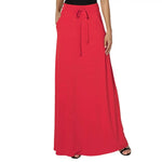 Women Maxi Skirt Adjustable Drawstring High-Waisted Solid Color Long Skirt with Pockets Casual Work Skirt Skirts for women