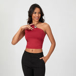 Women's One Shoulder Tank Tops Sleeveless Slim Fit Vest Solid Color Crop Tops Summer Shirts Streetwear