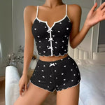 Sexy Lingerie Sleepwear for Women Pajamas Set Heart Print V-Neck Sleeveless Casual Cami Top and Shorts Sets Loungewear