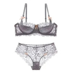 MOYISU French Romantic Lace Comfortable Breathable セクシー Tushy Slim Bra Collection Pure Desire Girls Push Beautiful Underwear SET