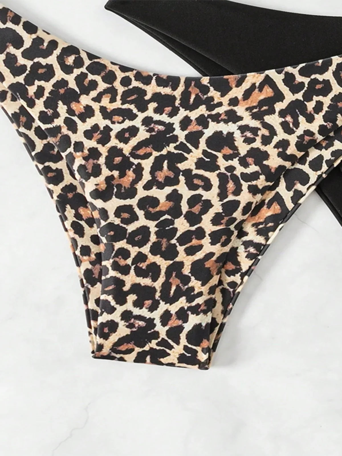 High Waist Bikini Shorts Bottoms Women Swimming Leopard Panties Summer Ladies Black Bathing Suit Swim Shorts Bottom 2 Piece Set