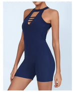 Sexy Fitness Yoga Jumpsuit Women Hollow V Neck Tight Backless Sports One Piece Suits Quick Drying Sleeveless Scrunch Romper
