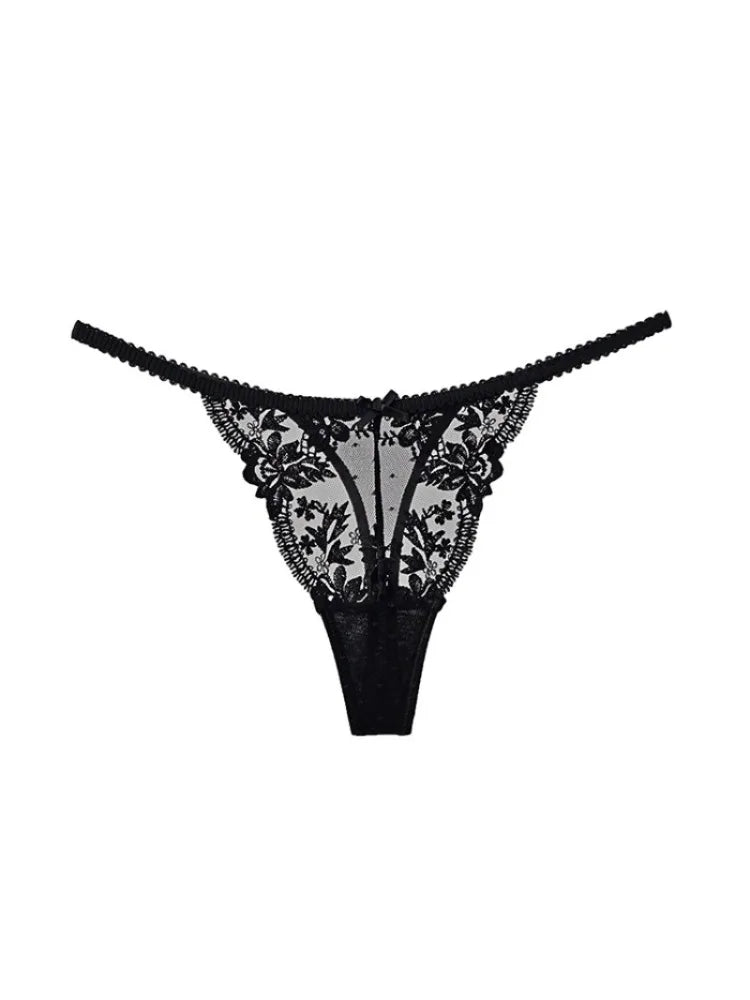 Women's French Lace Lingerie Set Sexy Ultra Thin See Through Bra & Thong Shaping Camisole Embroidery Underwear Set Hot Tushy P P