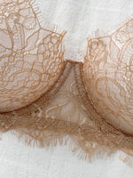Ladies' Basic Style Thin Lace Bra And Panty Set Seamless Single Layer Eyelet Underwear Comfortable Intimate Apparel