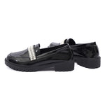Fashion Pearls Decor Platform Loafers Women College Style Thick Heels Pu Leather Shoes Woman Plus Size 43 Student Shoes Female