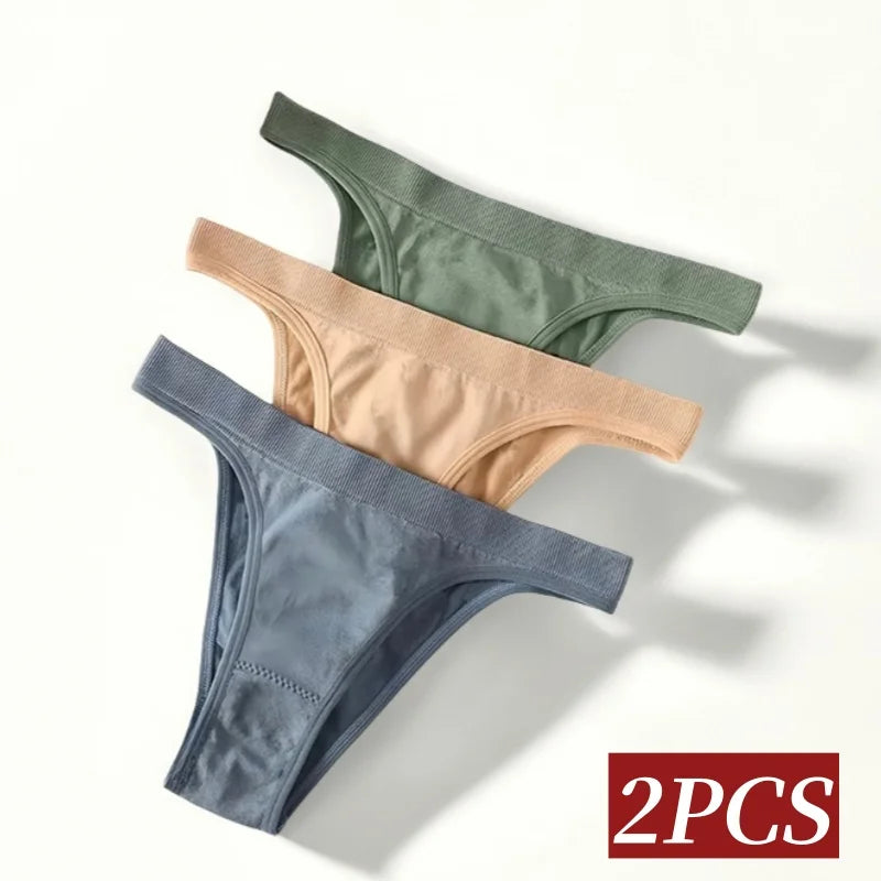 2PCS/Set Seamless Women Brazilian Panties Female Underpants High Leg Cut Underwear Sexy Lingerie Bikini Sports Briefs M-L