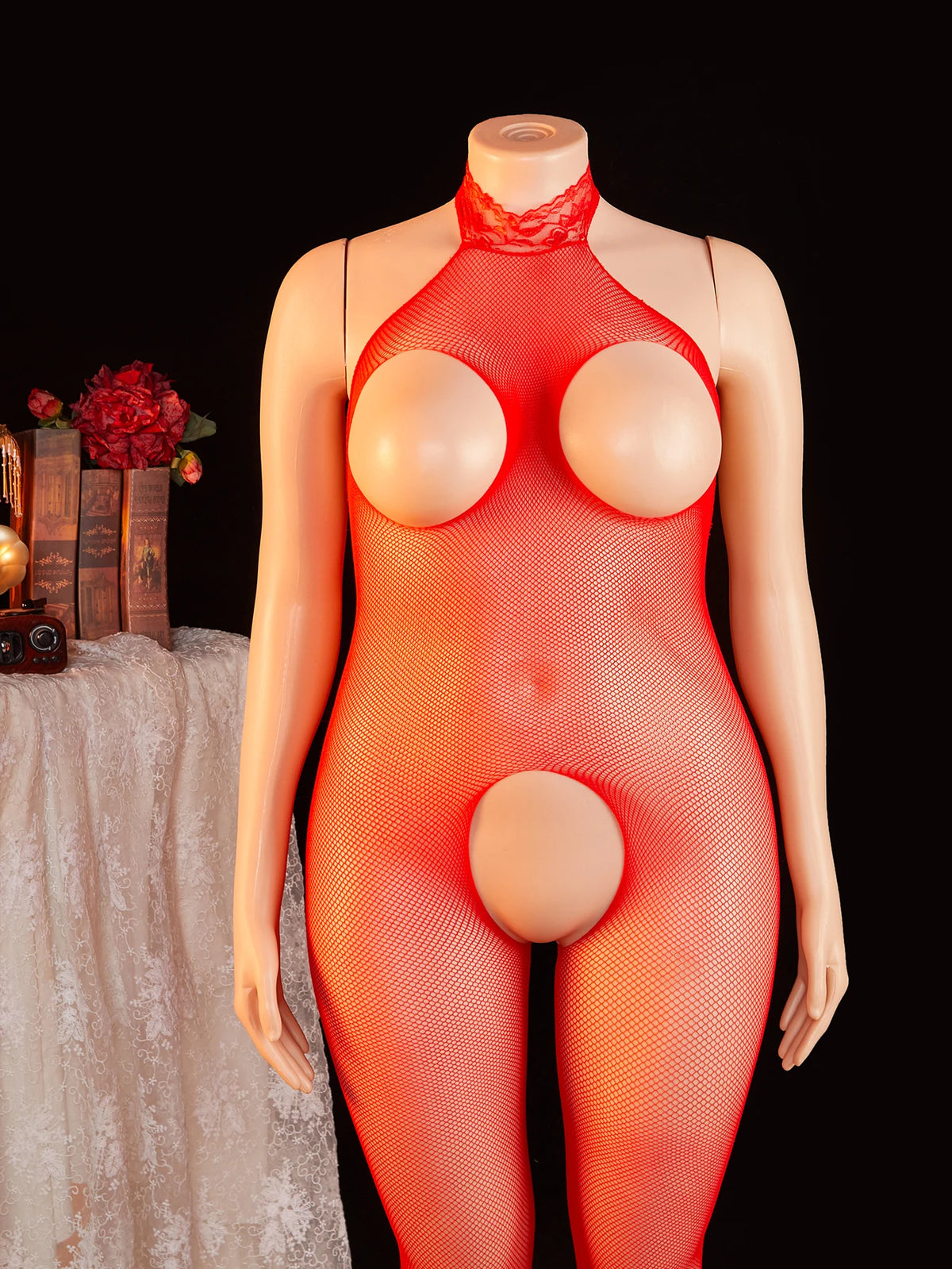 Women's Netted Bodysuit Open Crotch High Cut One Piece Teddy Sexy Lingerie Fishnet Leotard Erotic Costume