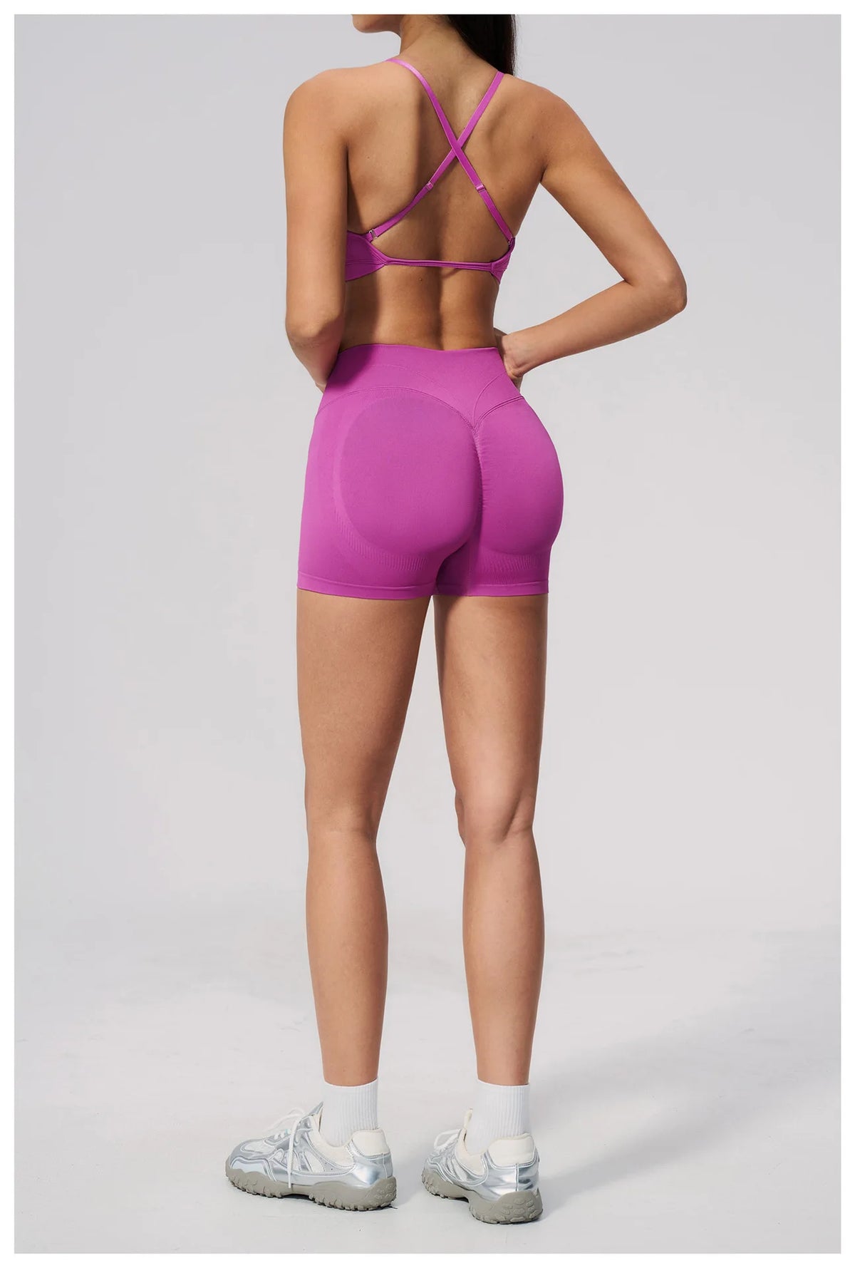 Seamless Yoga Excersize Sets Women Cross Back Sports Bra Tracksuit Workout Clothes High Waist Hip Lifting Shorts Fitness Suits