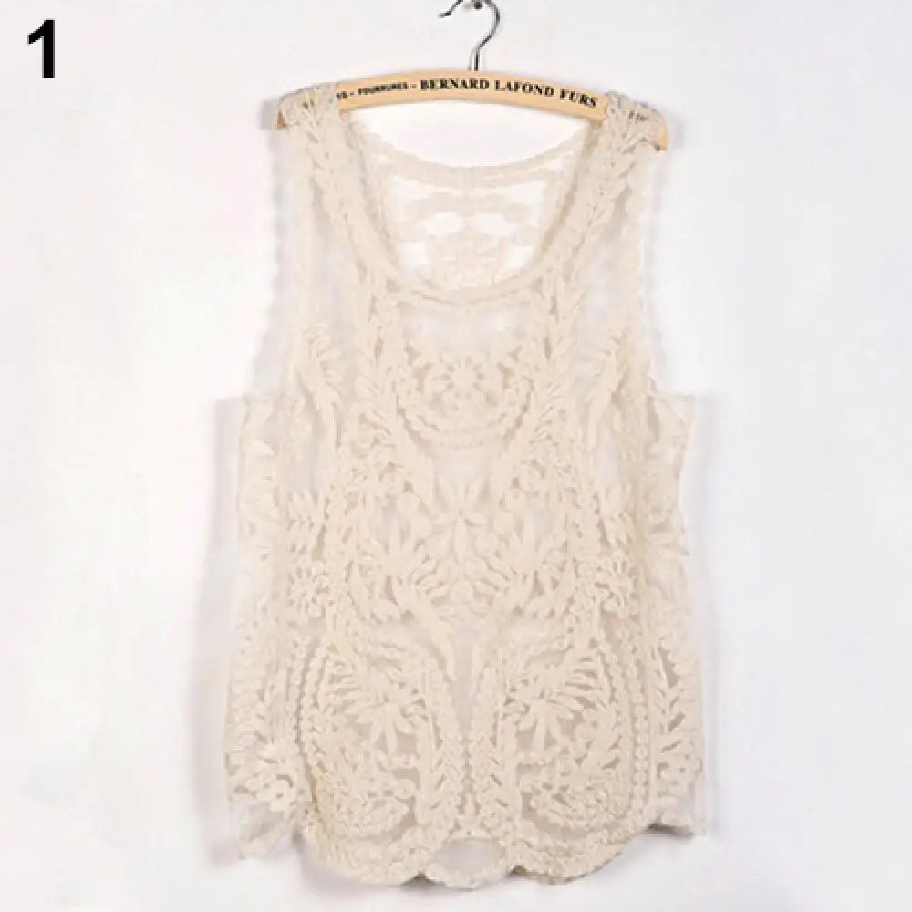 Women's Sleeveless Lace Tank Top Sexy Embroidery Hollow-out Floral Crochet Shirt Tank Tops for Women 2025