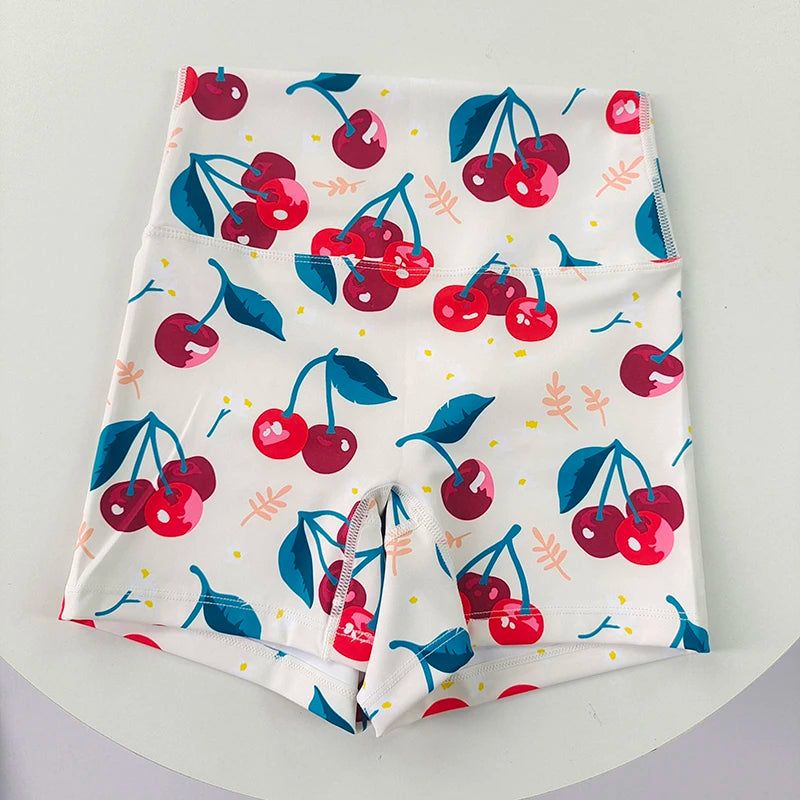 Women Dopamine Printed Quick Dry Yoga Shorts High Stretch Fitness Training Sports Shorts