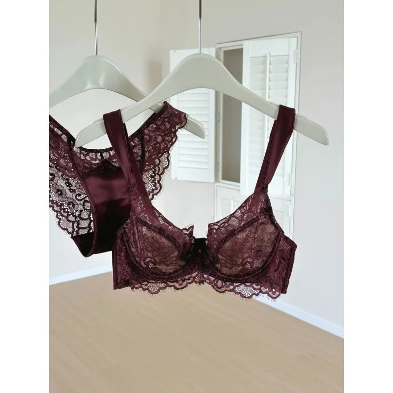 French Lace Minimizer Bra Set Large Bust | U-Plunge Push Up Anti-Sagging Sexy Underwear | Summer NewHot Sale MOYISU Panty Set
