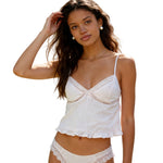 Women Camisoles Embroidered Trim V-Neck Spaghetti Strap Babydoll Tank Tops Summer Fashion Sleeveless Vests Streetwear