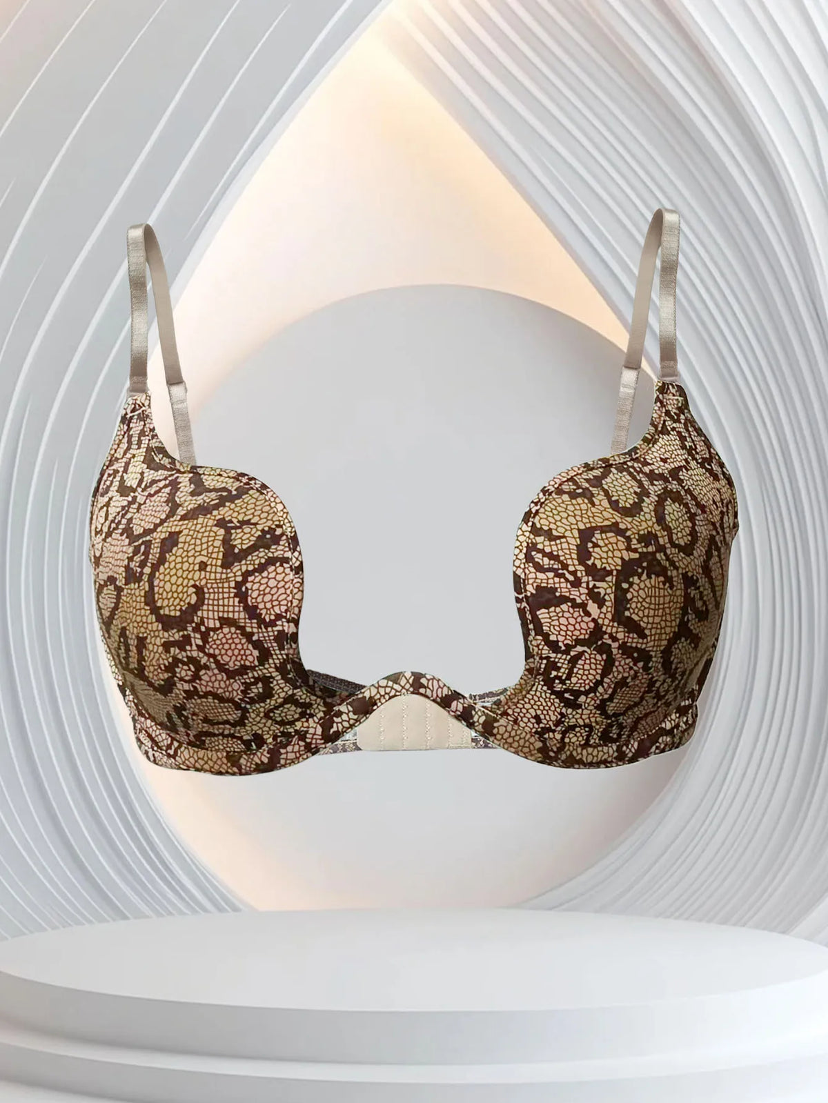 New U-Shaped Push-Up Bra for Women, Sexy Deep V Anti-Sagging Bra, Seamless and Traceless, Cross-Border European and American Style, Sexy Thin Leopard Print Bra