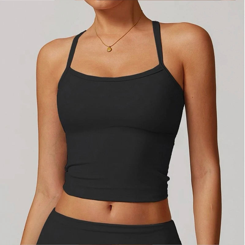 Women's Slim Fit Nude Sports Bra Yoga Fitness Vest Skin Friendly Pilates Top Beautiful Back Design Suspension Yoga Fitness Top