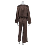 2026 New Women's Home Clothes Open Cardigan Belted Sleepwear Loose Long Sleeve Long Pant Smooth Comfort Spring Street Style