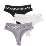 3Pcs/Set Sexy High Rise Panties Women Thongs Comfort G-String Underwear Sexy Lingerie Hollow Bottoms Female Underpants M-L