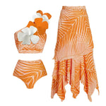 New 2Pcs Ruffle Swimsuit Women Sexy Bikini Strappy Swimwear Floral Bikini Push Up Biquini Female Bathingsuit Slimming Beachwear