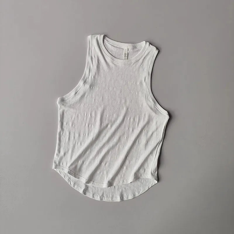Women's Summer Lightweight Printed Loose Sleeveless Yoga Vest I-Shaped Sports Top
