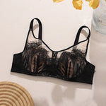 Women's Plus Size Thin Bra Sexy Lace Mesh Bra Cotton Thin Cup Wireless Push Up MinimizerBralette 70-90BCD CW9470