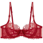 French Lace Lingerie Set Women Ultra Thin Sexy Underwire Bra&Panty Push Up Gather Breasts Pure Desire Large Breasts Support