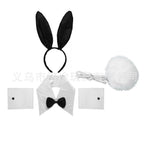 Easter Bunny Girl Cosplay 3-Piece Prop Set - Satin Headband Fluffy Rabbit Tail for Halloween Christmas