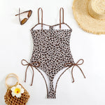 2026 Srappy Swimsuit One Piece Leopard Drawstring Swimwear Women Bathers Bathing Swimming Swim Suit Padded Beachwear Summer