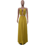 2025 Women's Dress Summer Holiday Solid Long Dresses Sexy Drawstring Lace Up Sleeveless Vestidos Para Mujer Club Party Outfits
