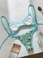 XS - L Glitter Sparkling Squins Halter Bikini Women Swimsuit Female Swimwear Two-pieces Bikini Set High Cut Bathing Suit Swim