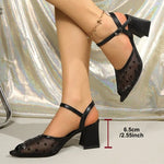 Heel Sandals for Women - Peep Toe Ankle Strap Dress Shoes, Comfortable Thick Heel for Office