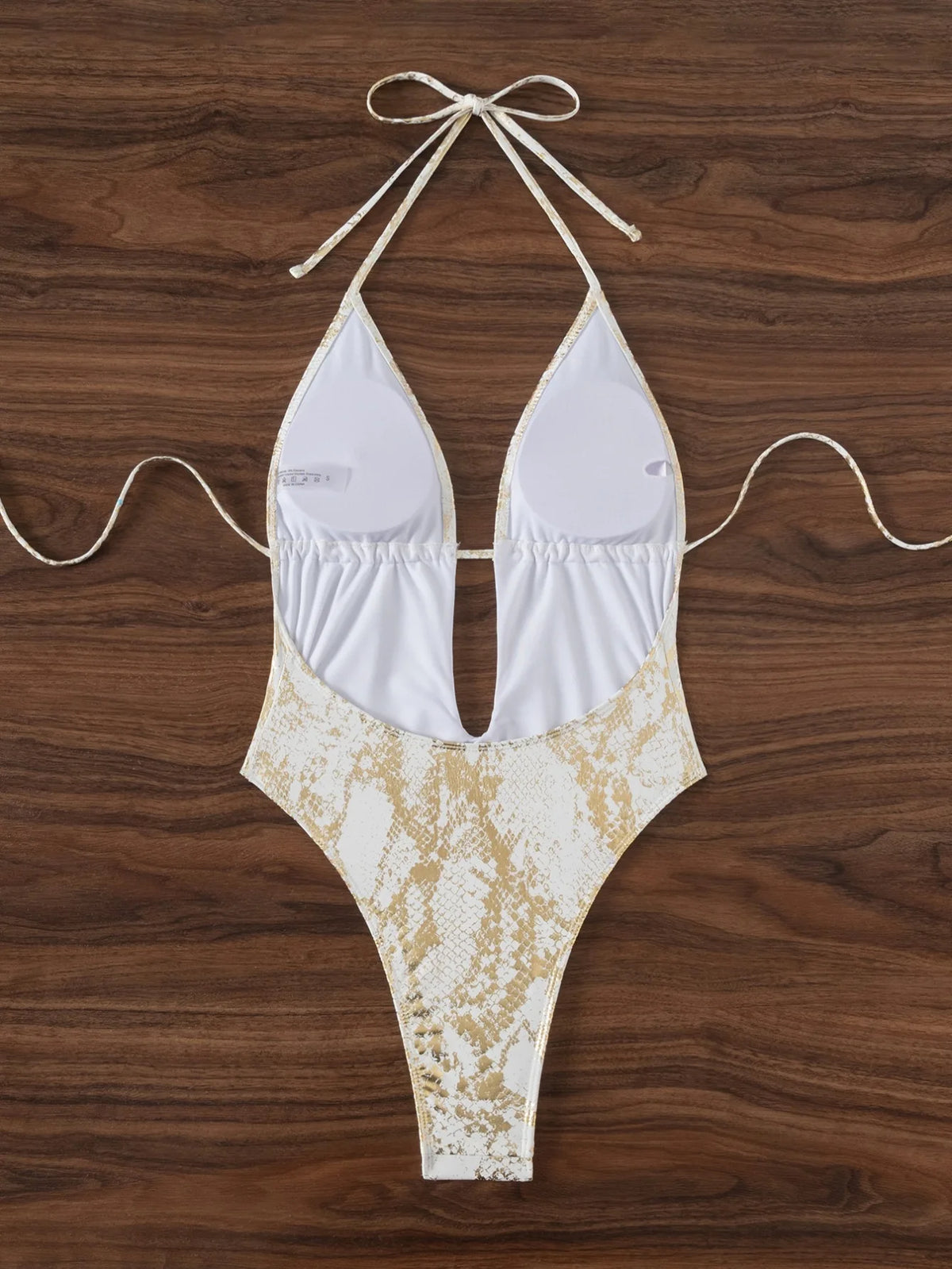 Sexy Brozing White Gold Swimsuit 2026 Women Hollow Out V Neck Backless One Piece Swimwear Summer Slimming Tummy Control Monokini