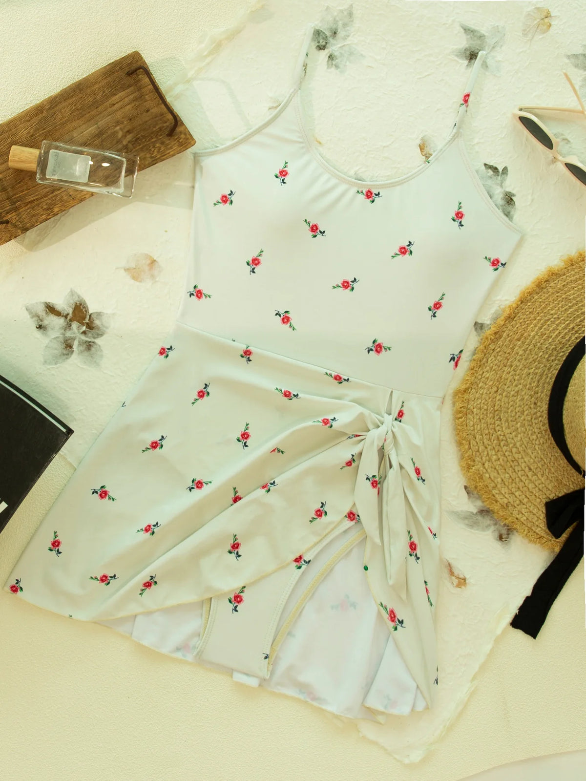 Vintage Black Floral Print Skirt Swimwear Women Halter Push Up Backless Bathing Suit Holiday One Piece Swimsuit 2026 Monokini