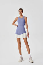 Women One-piece Tennis Dress Summer Black Contrast Pleated Anti Light Speed Dry Sports Dresses Hollowed Out Back Yoga Clothes