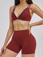 Women 2PCS Yoga Suit Double Strap Shockproof Sports Bra High Waist Tigh Short Fitness Suit Gym Running Leggings Tracksuits