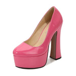 2022 New Model Catwalk Show 14CM High Heels Women's Banquet Party Round Toe Wear Single Shoes Large Size Women's Shoes 35-46