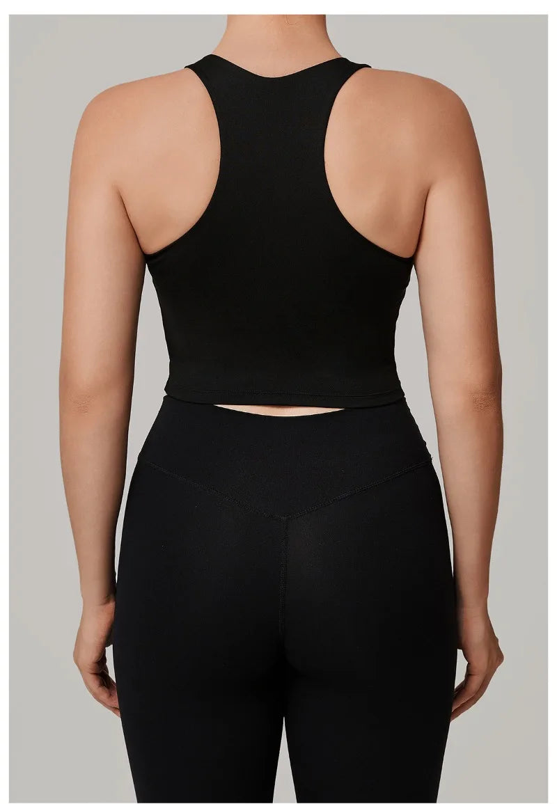 Women's Nude Yoga Vest Slim Fit Beautiful Back Sports Top Running Casual Fitness Tight Top