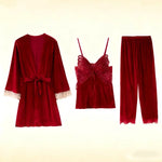 Sexy Butterfly Backless Velvet Sleepwear Set Women's Home Clothes V-neck Long Sleeve Pants Comfortable Mid-weight 2025 New