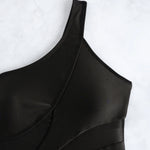 Sexy One Shoulder Swimwear Women 2026 Black Mesh See Through Slim Tummy Control One Piece Swimsuit Beach Holiday Bathing Suits
