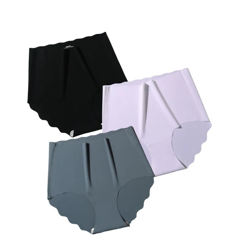 3Pcs/Set Women Panties Seamless Underwear Invisible Ice Silk Briefs Female Underpants High Waist Panties M-XXL Sexy Lingerie