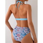 Sexy Blue Bikini 2026 Women Swimsuit Two Piece Swimwear Female High Waist Bikinis Set Floral Bathing Suits Brazilian Biquini