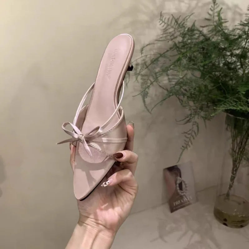 France Bow Open Toe High Heel Elegant Sandals and Slippers Women's 2026 Summer New Luxury Brand Women's High Heels.