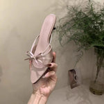 France Bow Open Toe High Heel Elegant Sandals and Slippers Women's 2026 Summer New Luxury Brand Women's High Heels.
