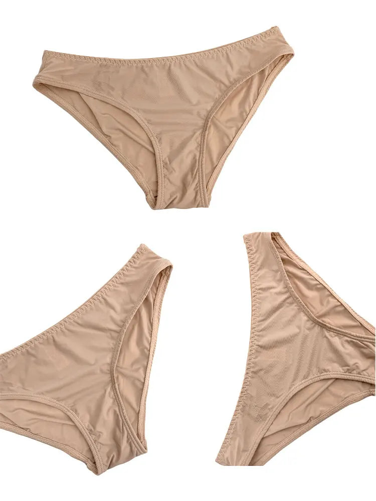 Simple, Smooth, Seamless, Solid Color, Mid-Low Waist Briefs for Women, Summer Ice Silk Women's Underwear, Pure Cotton Crotch