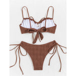 Wrinkled Underwired Knotted High Cut Bikini Female Swimsuit Women Swimwear Two-Pieces Bikini Set Bather Bathing Suit Swim V5807