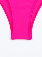 Sexy Tie Shoulder High Waist Bikinis Sets Two Pieces Pink Swimsuit Women Padded Swimwear Bandeau Brazilian Biquini Beach Wear