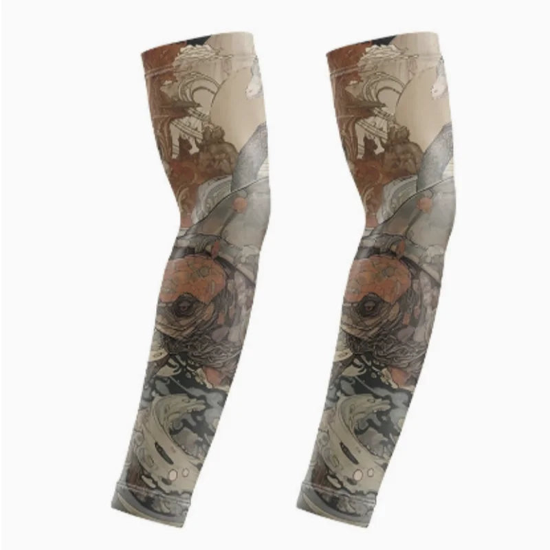 Ice Silk Tattoo Sleeve Men Women Summer Tattoo Sleeve UV Solar Arm Covers Cycling Cuff Quick Drying Cool Anti-Sunburn Arm Sleeve