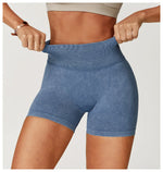 High Waist Yoga Shorts Women Sand Washed Yoga Shorts Workout Shorts Fitness Yoga Lift Butt Fitness Yoga Gym Running Short Pants